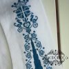 Long white and indigo recreation sock, traditional clothing Detail