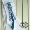 Long white and indigo recreation sock, traditional clothing